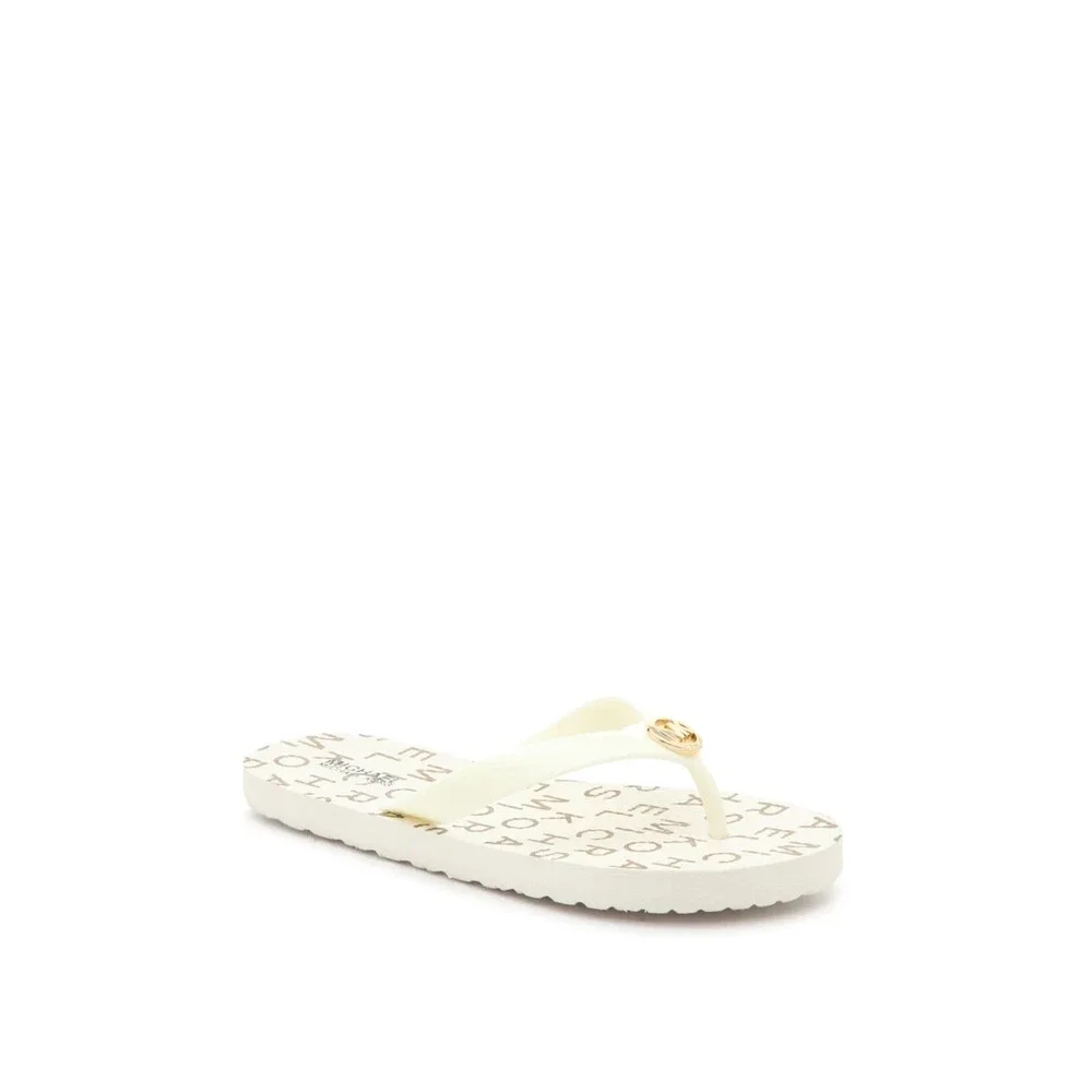 Michael Kors Girls Thongs Flip Flop Sandals Ivory / Cream / Beige / Gold Size 13